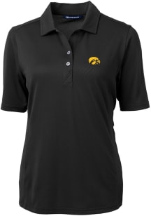 Cutter and Buck Iowa Hawkeyes Womens Black Virtue Pique Short Sleeve Polo Shirt