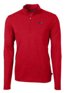 Cutter and Buck New England Patriots Mens Red Americana Virtue Eco Pique Big and Tall Qtr Zip