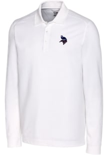 Cutter and Buck Minnesota Vikings White Americana Advantage Pique Long Sleeve Big and Tall Polo
