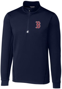 Cutter and Buck Boston Red Sox Mens Navy Blue Traverse Long Sleeve Qtr Zip Pullover