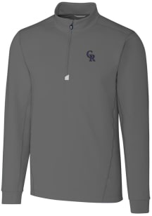 Cutter and Buck Colorado Rockies Mens Grey Traverse Stretch Long Sleeve Qtr Zip Pullover