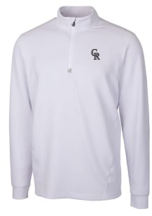 Cutter and Buck Colorado Rockies Mens White Traverse Long Sleeve Qtr Zip Pullover