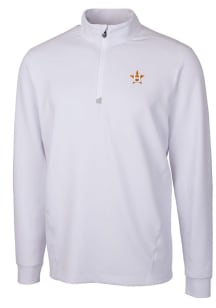 Cutter and Buck Houston Astros Mens White Traverse Long Sleeve Qtr Zip Pullover