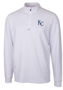 Cutter and Buck Kansas City Royals Mens White Traverse Long Sleeve Qtr Zip Pullover