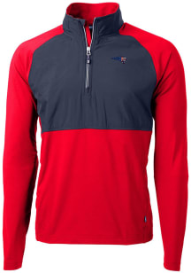 Cutter and Buck New England Patriots Mens Red Americana Adapt Eco Hybrid Long Sleeve Qtr Zip Pullo..