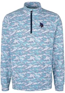 Cutter and Buck Minnesota Vikings Mens Blue Traverse Long Sleeve Qtr Zip Pullover