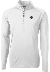 Cutter and Buck Miami Dolphins Mens White Americana Adapt Eco Knit Long Sleeve Qtr Zip Pullover