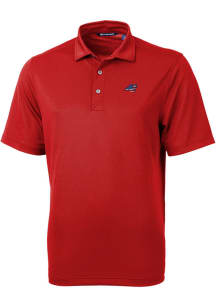 Cutter and Buck Carolina Panthers Mens Red Americana Virtue Eco Pique Short Sleeve Polo