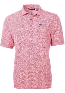 Cutter and Buck Kansas City Chiefs Mens Red Americana Virtue Eco Pique Botanical Short Sleeve Polo