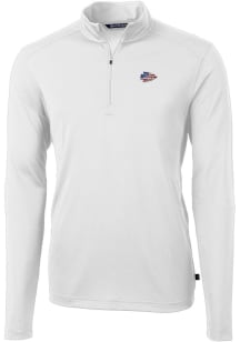 Cutter and Buck Kansas City Chiefs Mens White Americana Virtue Eco Pique Long Sleeve Qtr Zip Pullo..