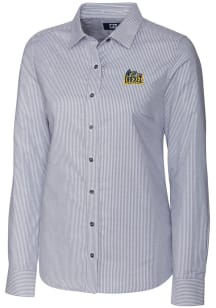 Cutter and Buck Drexel Dragons Womens Stretch Oxford Stripe Long Sleeve Charcoal Dress Shirt
