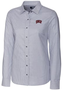 Cutter and Buck UNLV Runnin Rebels Womens Stretch Oxford Stripe Long Sleeve Charcoal Dress Shirt
