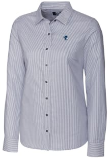 Cutter and Buck Seton Hall Pirates Womens Stretch Oxford Stripe Long Sleeve Charcoal Dress Shirt