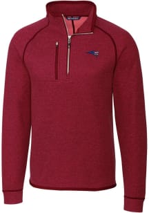 Cutter and Buck New England Patriots Mens Red Americana Mainsail Long Sleeve Qtr Zip Pullover