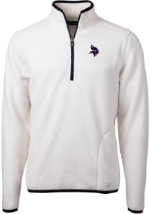 Cutter and Buck Minnesota Vikings Mens White Cascade Sherpa Long Sleeve Qtr Zip Pullover