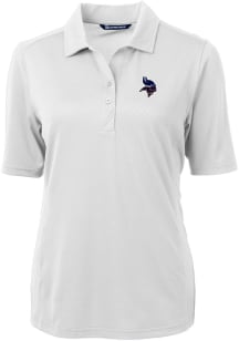 Cutter and Buck Minnesota Vikings Womens White Americana Virtue Eco Pique Short Sleeve Polo Shirt