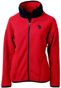 Cutter and Buck Minnesota Vikings Womens Red Cascade Sherpa Long Sleeve Full Zip Jacket
