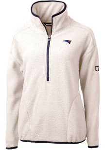 Cutter and Buck New England Patriots Womens White Americana Cascade Sherpa Qtr Zip