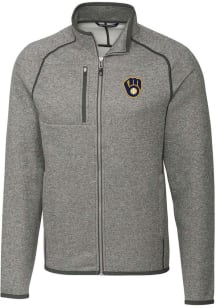 Cutter and Buck Milwaukee Brewers Mens Grey Mainsail Medium Weight Jacket