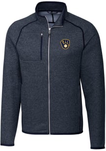 Cutter and Buck Milwaukee Brewers Mens Navy Blue Mainsail Medium Weight Jacket