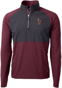 Cutter and Buck Minnesota Golden Gophers Mens Maroon Vault Adapt Eco Hybrid Long Sleeve Qtr Zip Pu..