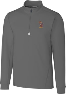 Cutter and Buck Minnesota Golden Gophers Mens Grey Vault Traverse Long Sleeve Qtr Zip Pullover