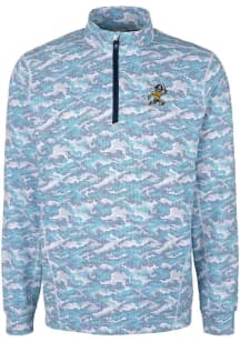 Cutter and Buck East Tennesse State Buccaneers Mens Blue Traverse Vault Long Sleeve Qtr Zip Pullov..