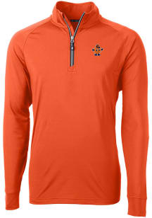 Cutter and Buck Syracuse Orange Mens Orange Vault Adapt Eco Knit Long Sleeve Qtr Zip Pullover