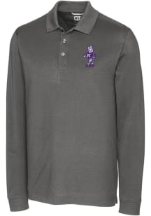 Cutter and Buck K-State Wildcats Mens Grey Advantage Vault Long Sleeve Polo Shirt
