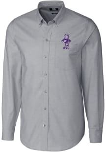 Cutter and Buck K-State Wildcats Mens Charcoal Vault Stretch Oxford Long Sleeve Dress Shirt