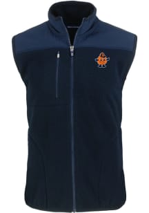 Cutter and Buck Syracuse Orange Mens Navy Blue Cascade Sherpa Vault Sleeveless Jacket