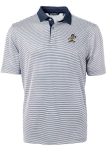 Cutter and Buck East Tennesse State Buccaneers Mens Navy Blue Vault Virtue Eco Pique Micro Stripe..