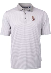 Cutter and Buck Minnesota Golden Gophers Mens Grey Vault Virtue Eco Pique Micro Stripe Short Sleev..