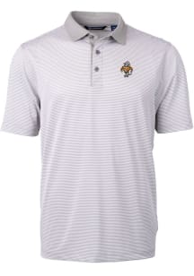 Cutter and Buck Tennessee Volunteers Mens Grey Vault Virtue Eco Pique Micro Stripe Short Sleeve Po..