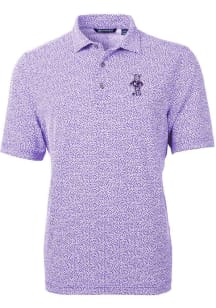 Cutter and Buck K-State Wildcats Mens Purple Vault Virtue Eco Pique Botanical Short Sleeve Polo