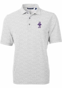 Cutter and Buck K-State Wildcats Mens Grey Vault Virtue Eco Pique Botanical Short Sleeve Polo