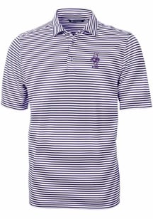 Cutter and Buck K-State Wildcats Mens Purple Vault Virtue Eco Pique Stripe Short Sleeve Polo