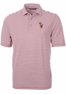 Cutter and Buck Minnesota Golden Gophers Mens Red Vault Virtue Eco Pique Stripe Short Sleeve Polo