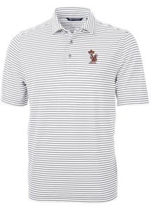 Cutter and Buck Minnesota Golden Gophers Mens Grey Vault Virtue Eco Pique Stripe Short Sleeve Polo