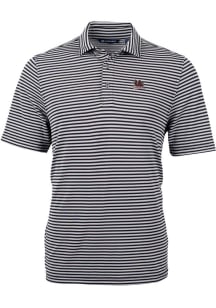 Cutter and Buck South Carolina Gamecocks Mens Black Vault Virtue Eco Pique Stripe Short Sleeve Pol..