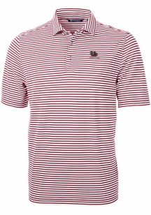 Cutter and Buck South Carolina Gamecocks Mens Red Vault Virtue Eco Pique Stripe Short Sleeve Polo