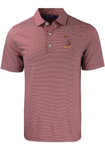 Cutter and Buck Minnesota Golden Gophers Mens Maroon Forge Double Stripe Vault Short Sleeve Polo