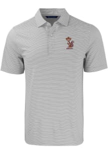 Cutter and Buck Minnesota Golden Gophers Mens Grey Forge Double Stripe Vault Short Sleeve Polo