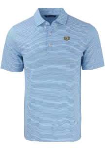 Cutter and Buck North Carolina Tar Heels Mens Light Blue Forge Double Stripe Vault Short Sleeve Po..