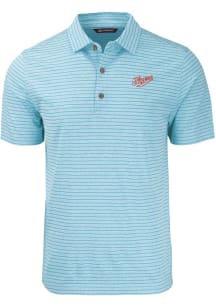 Cutter and Buck Dayton Flyers Mens Light Blue Forge Heather Stripe Vault Short Sleeve Polo
