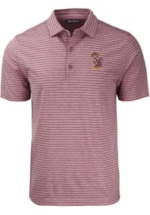 Cutter and Buck Minnesota Golden Gophers Mens Maroon Forge Heather Stripe Vault Short Sleeve Polo