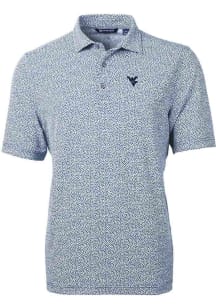 Cutter and Buck West Virginia Mountaineers Mens Navy Blue Virtue Botantical Print Short Sleeve Pol..