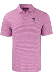 Cutter and Buck Texas Tech Red Raiders Mens Pink Forge Double Stripe Short Sleeve Polo