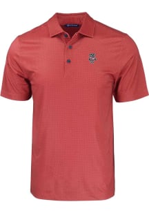 Cutter and Buck Wisconsin Badgers Mens Red Geo Print Short Sleeve Polo