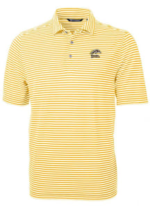 Cutter and Buck Western Michigan Broncos Mens Yellow Virtue Stripe Short Sleeve Polo
